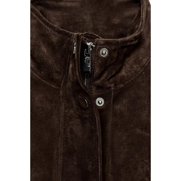 ZARA SUEDE LEATHER BOMBER JACKET WITH POCKETS - Picture 10 of 11